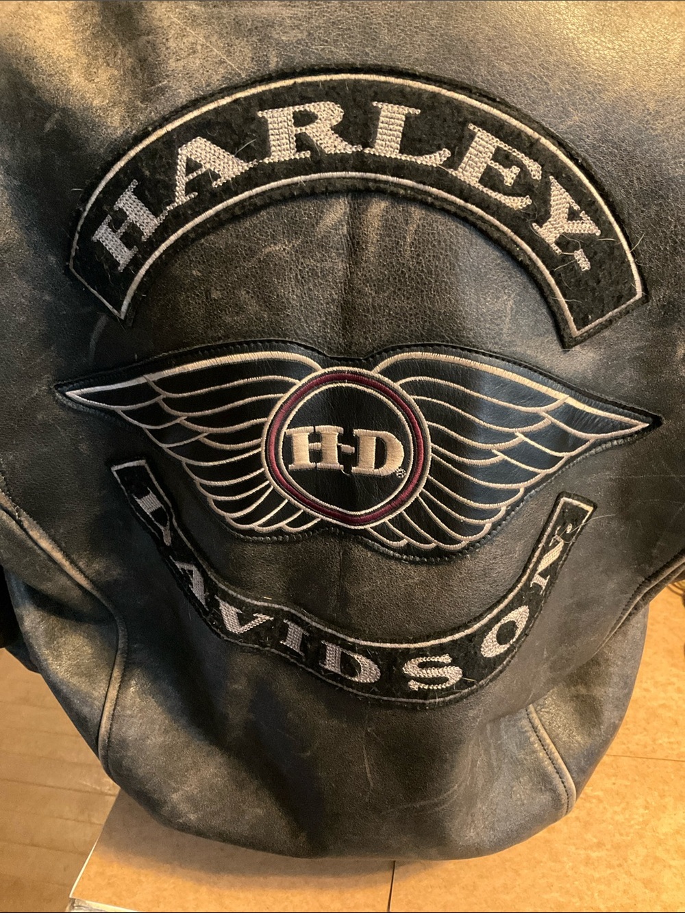 Harley-Davidson Black and Gold Patch Leather Jacket vintage